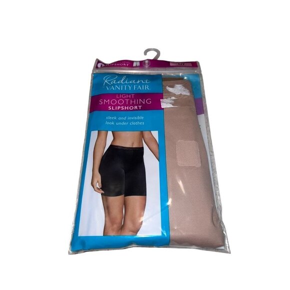 NIB VANITY FAIR Radiant Light Smoothing Slip Short NUDE Beige Sz L - Picture 1 of 6